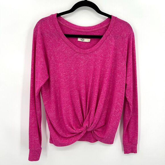 UGG Hot Pink Twist Front Long Sleeve Crew Neck Sweater Top Size Small - Picture 1 of 7